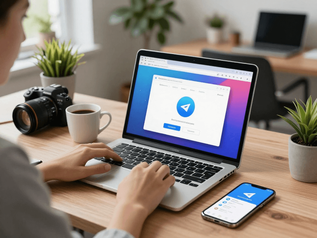 在Telegram下载官网上下载Telegram的用户,展示现代办公环境中的高效沟通工具。
