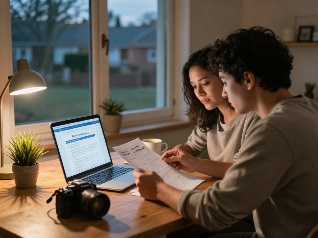 Couple discussing credit relief Canada options at home while reviewing paperwork.