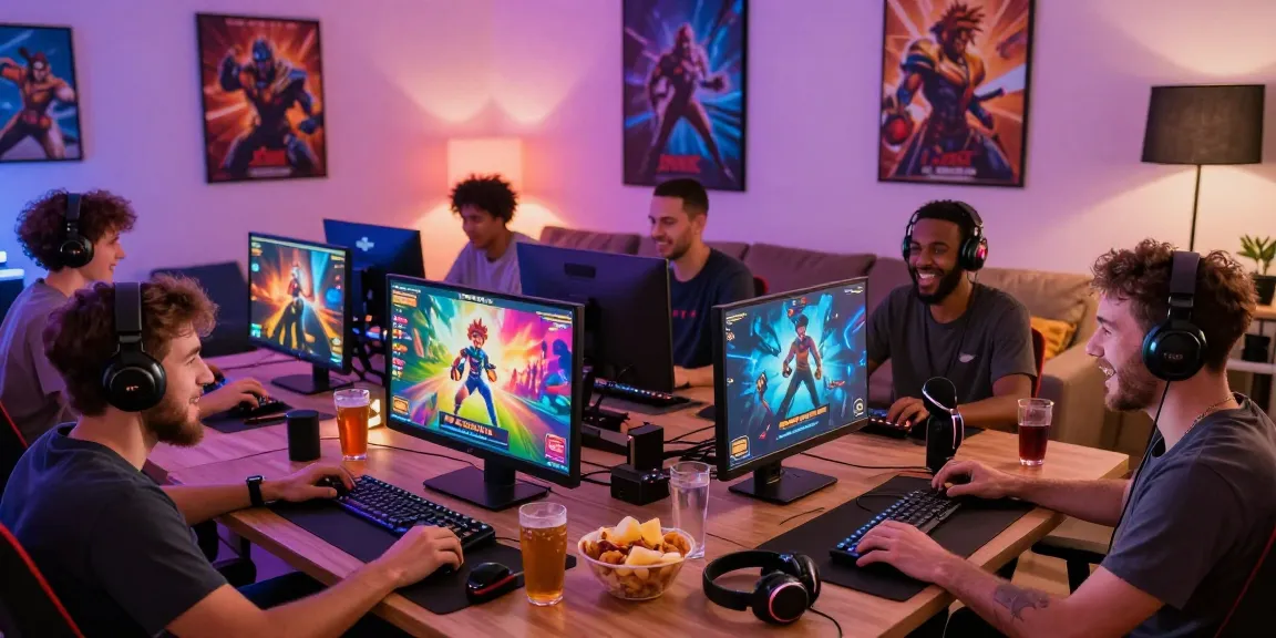 Engaging adults immersed in real porn games in a lively gaming setup.