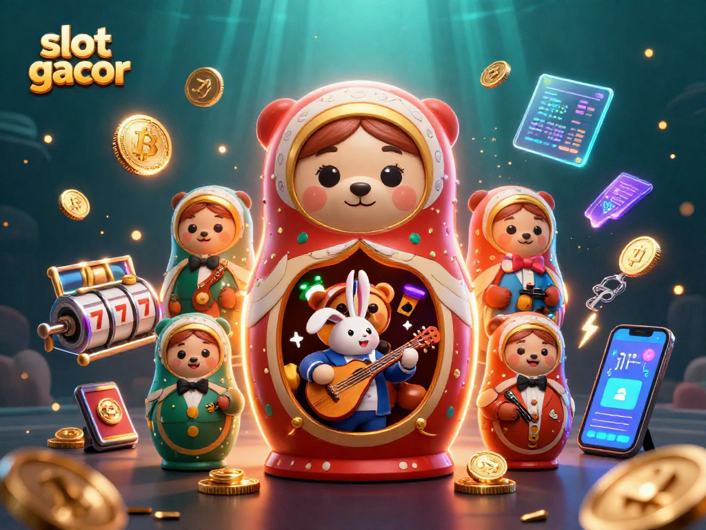 Spin the reels with slot gacor excitement as playful bears and crypto coins create a casino fantasy.