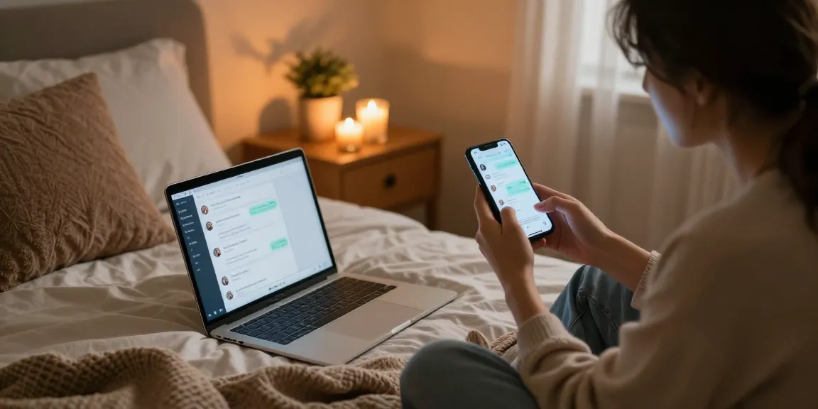 Engaging in ai sexting on a smartphone in a cozy bedroom.