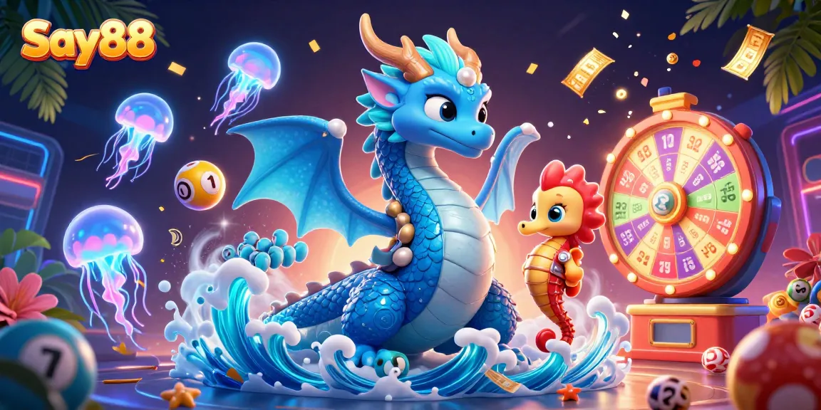 Sparking excitement at Say88, a captivating underwater scene with vibrant characters and dynamic casino elements.